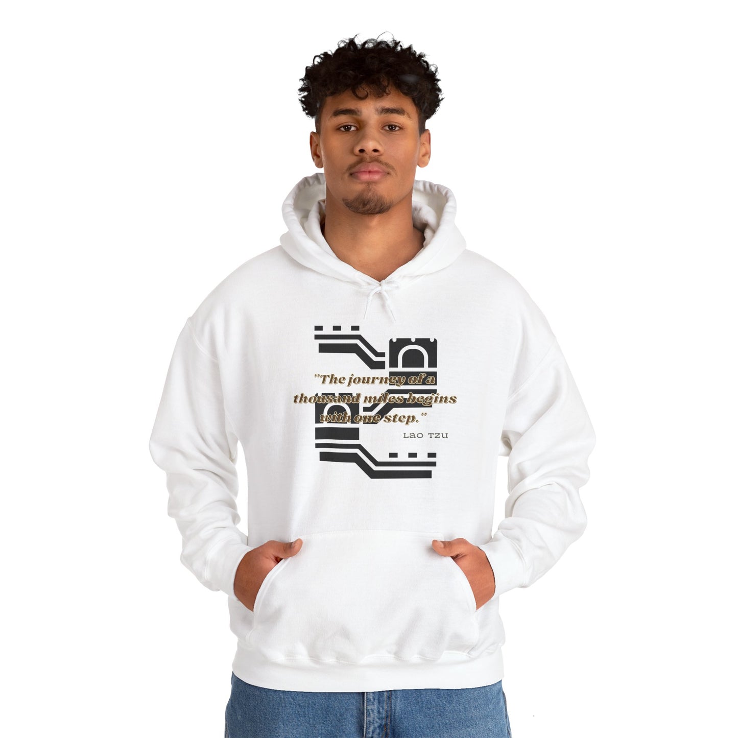 The Journey of a Thousand Miles Begins with One Step Unisex Hooded Sweatshirt Success Journey Hoodie Perfect Gift Hoodie Everyday Comfy