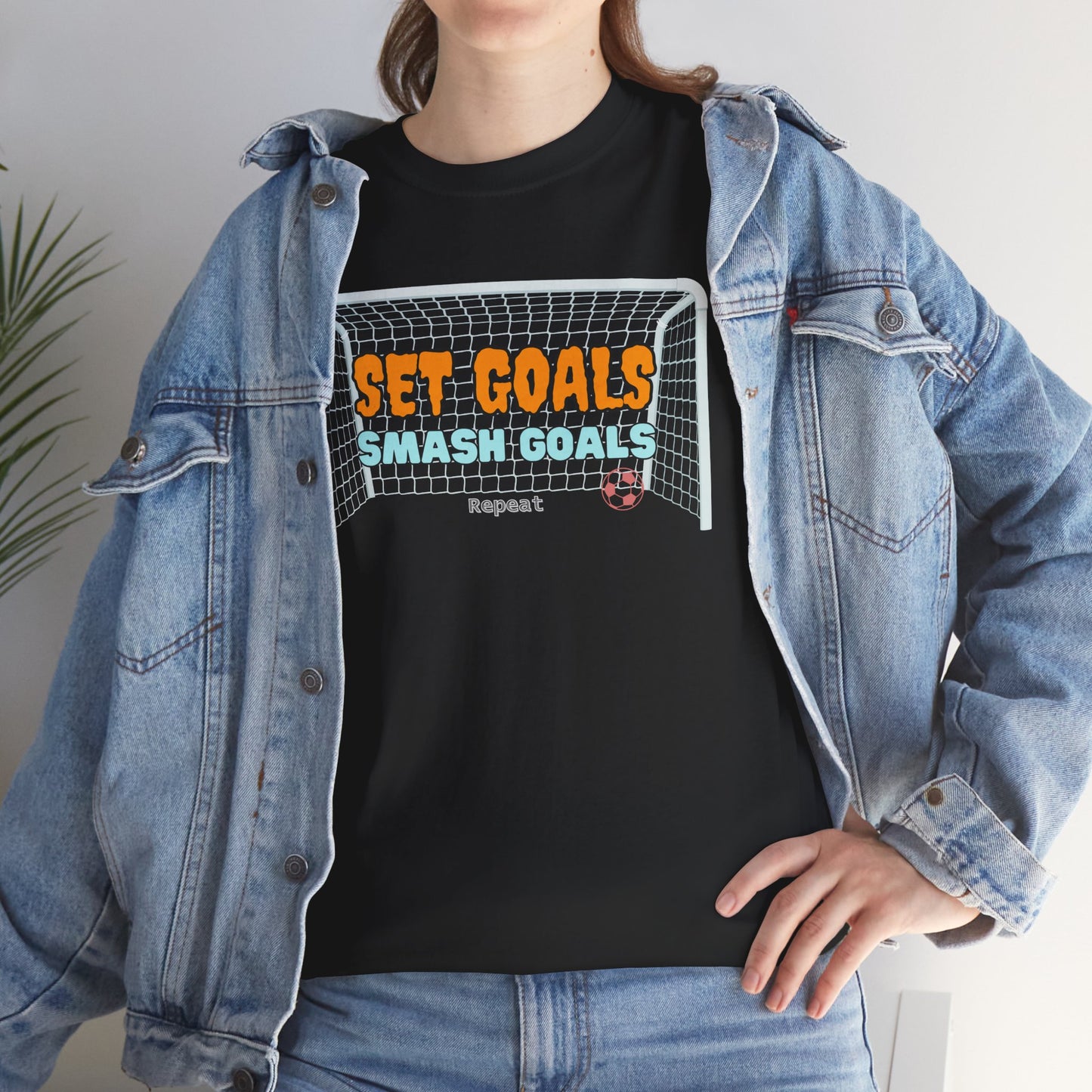 Set Goal, Smash Goal, Repeat Unisex Cotton Tee, Goal Shirt, Trendy Shirt, Positive Mindset Shirt, Perfect Gift Shirt, T-shirt With Quote