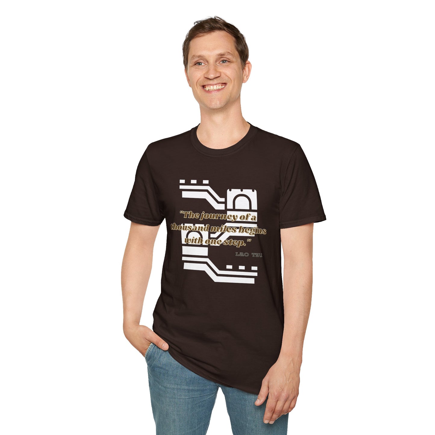The Journey of a Thousand Miles Begins with One Step Unisex Softstyle T-Shirt Direction Quote Shirt Comfortable Daily Shirt Gift T-shirt