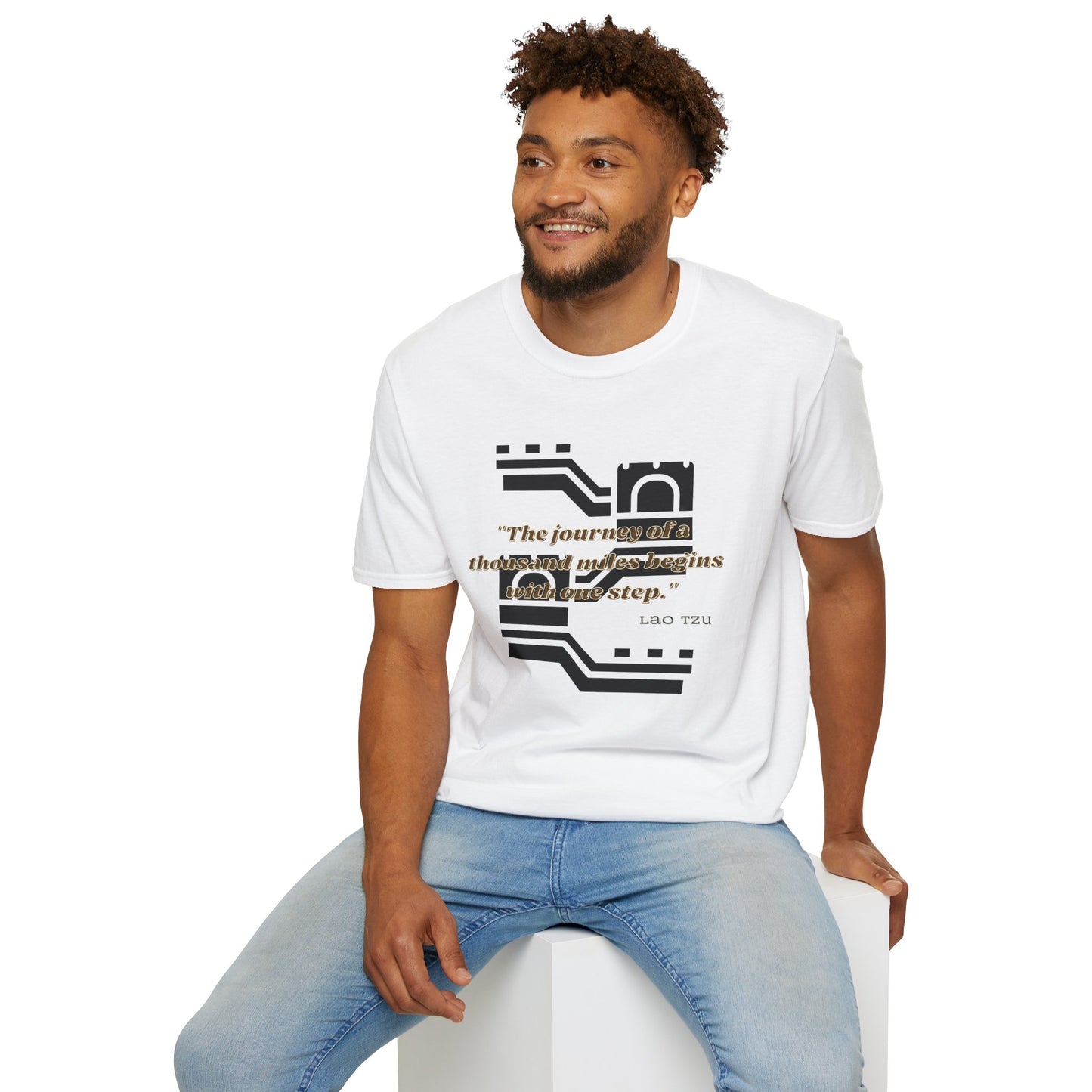 The Journey of a Thousand Miles Begins with One Step Unisex Softstyle T-Shirt Direction Quote Shirt Comfortable Daily Shirt Gift T-shirt