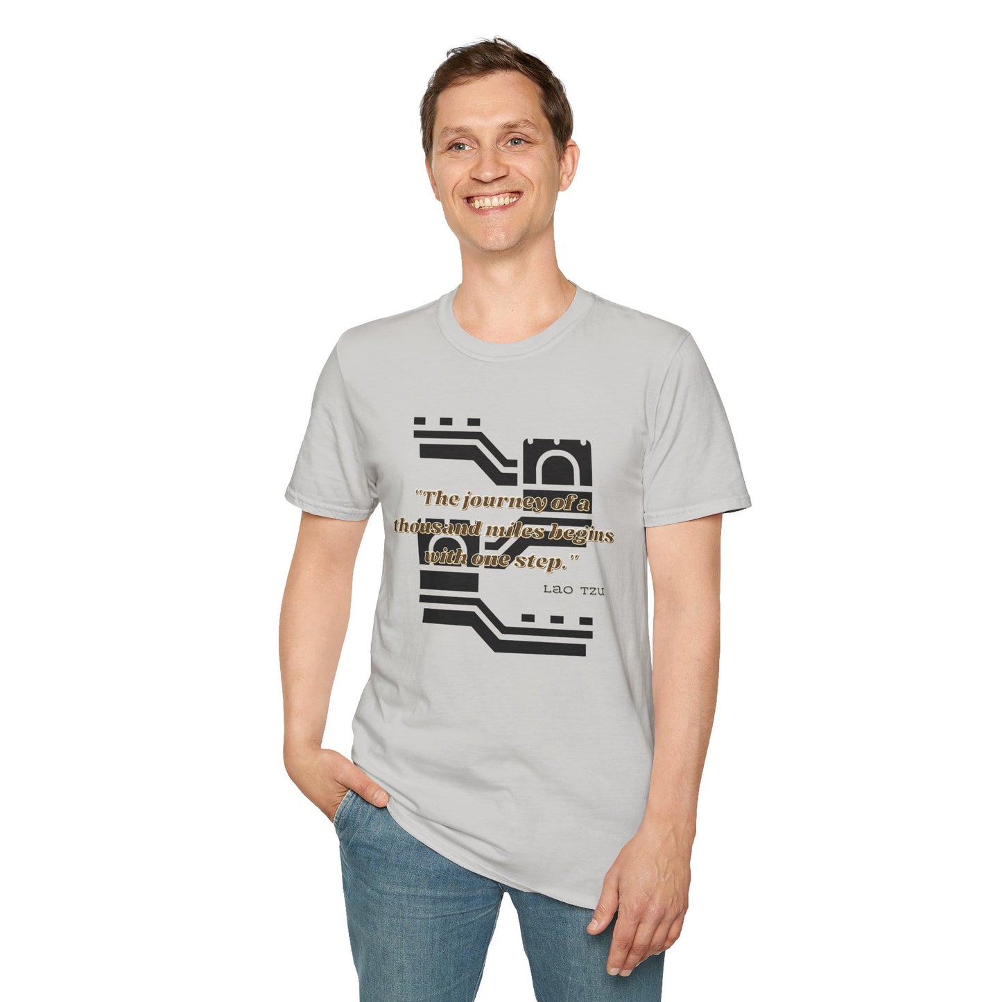 The Journey of a Thousand Miles Begins with One Step Unisex Softstyle T-Shirt Direction Quote Shirt Comfortable Daily Shirt Gift T-shirt