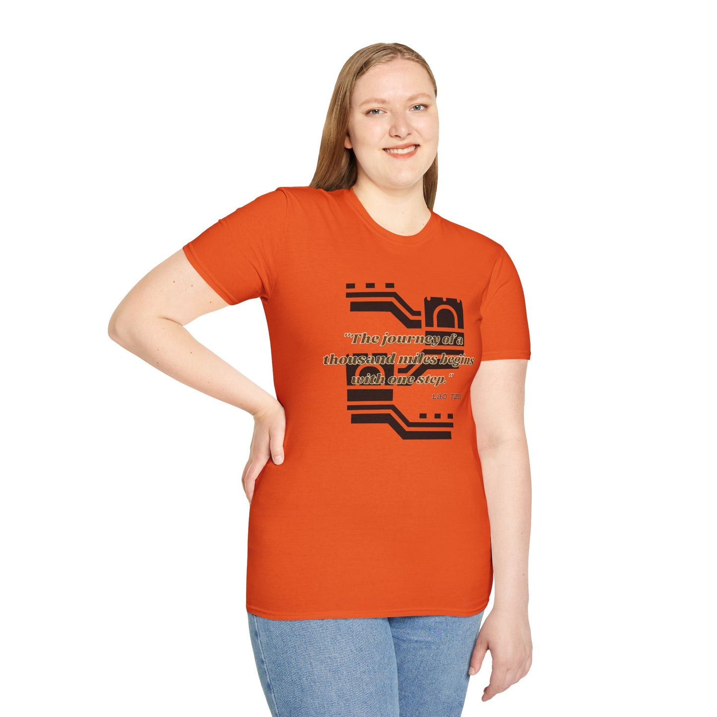 The Journey of a Thousand Miles Begins with One Step Unisex Softstyle T-Shirt Direction Quote Shirt Comfortable Daily Shirt Gift T-shirt