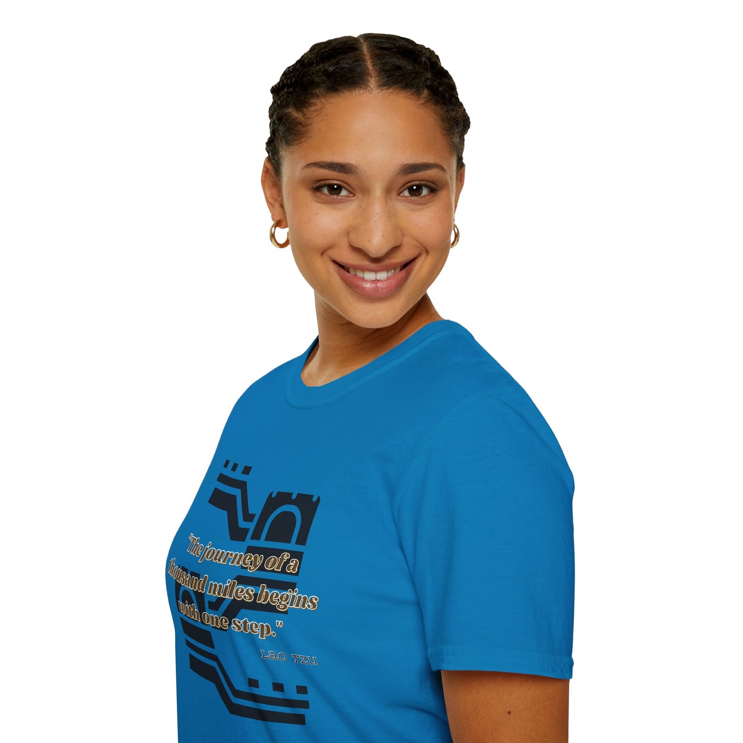 The Journey of a Thousand Miles Begins with One Step Unisex Softstyle T-Shirt Direction Quote Shirt Comfortable Daily Shirt Gift T-shirt