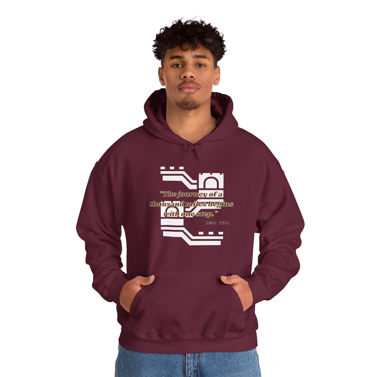 The Journey of a Thousand Miles Begins with One Step Unisex Hooded Sweatshirt Success Journey Hoodie Perfect Gift Hoodie Everyday Comfy