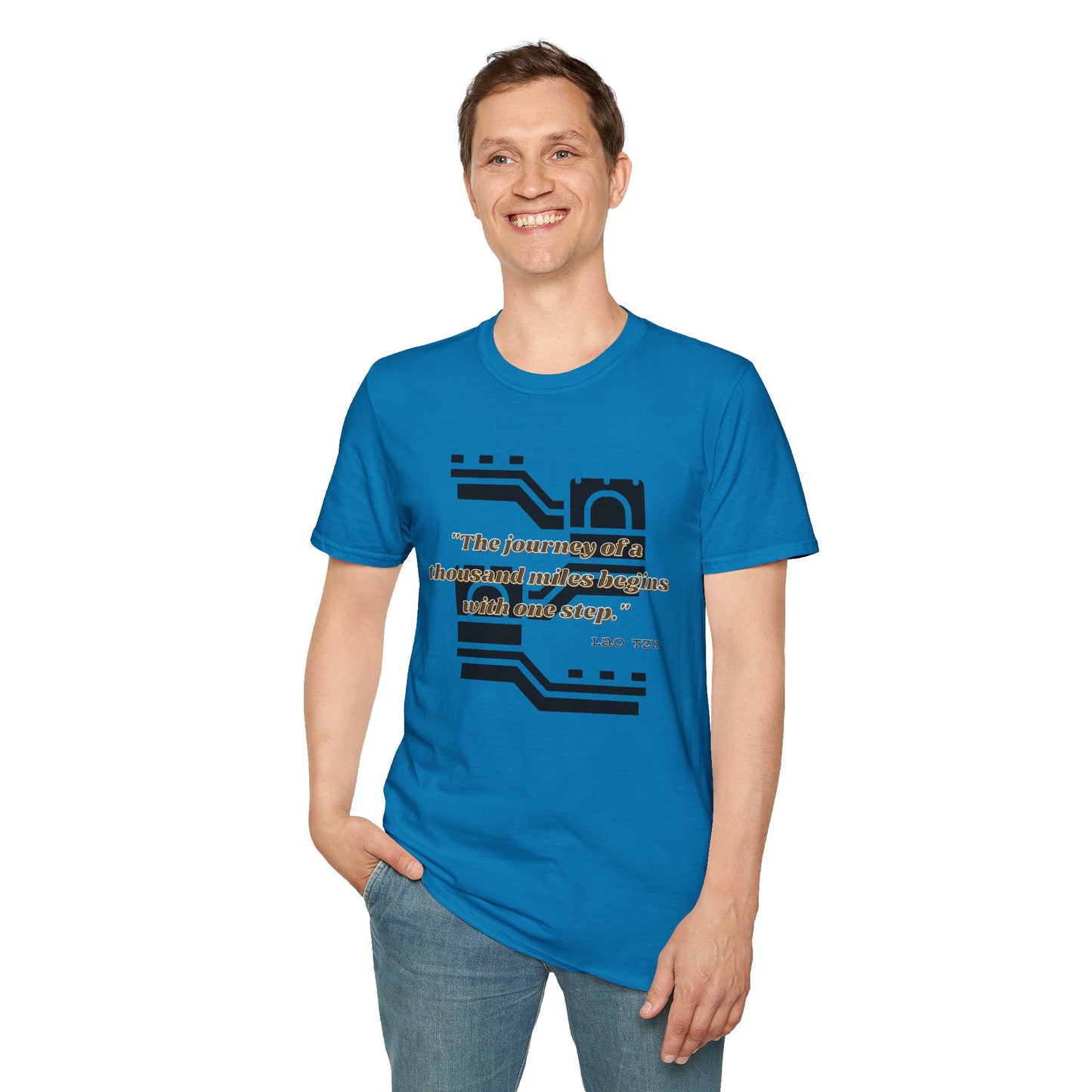 The Journey of a Thousand Miles Begins with One Step Unisex Softstyle T-Shirt Direction Quote Shirt Comfortable Daily Shirt Gift T-shirt
