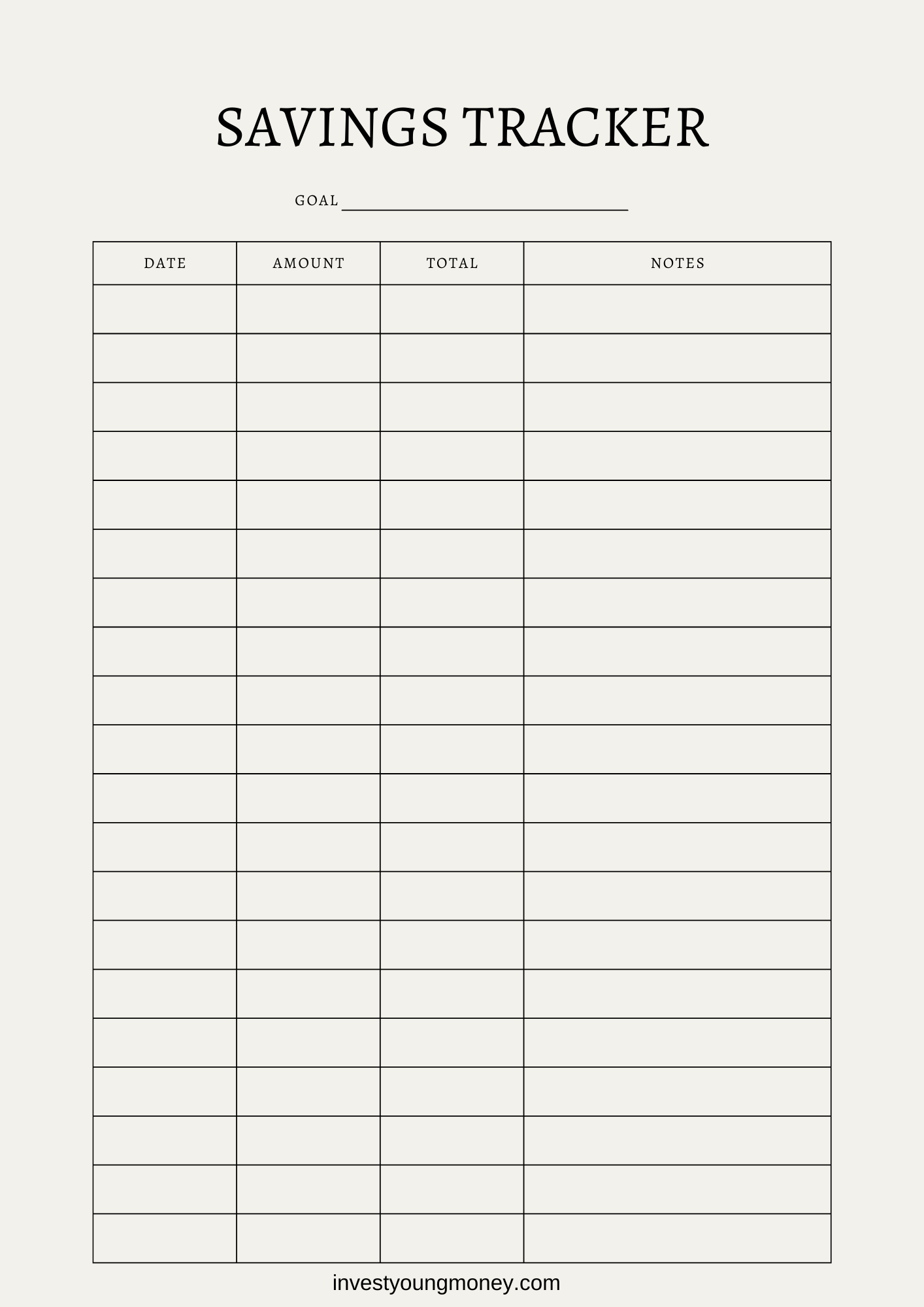 Middle School Savings Tracker - Digital Printable