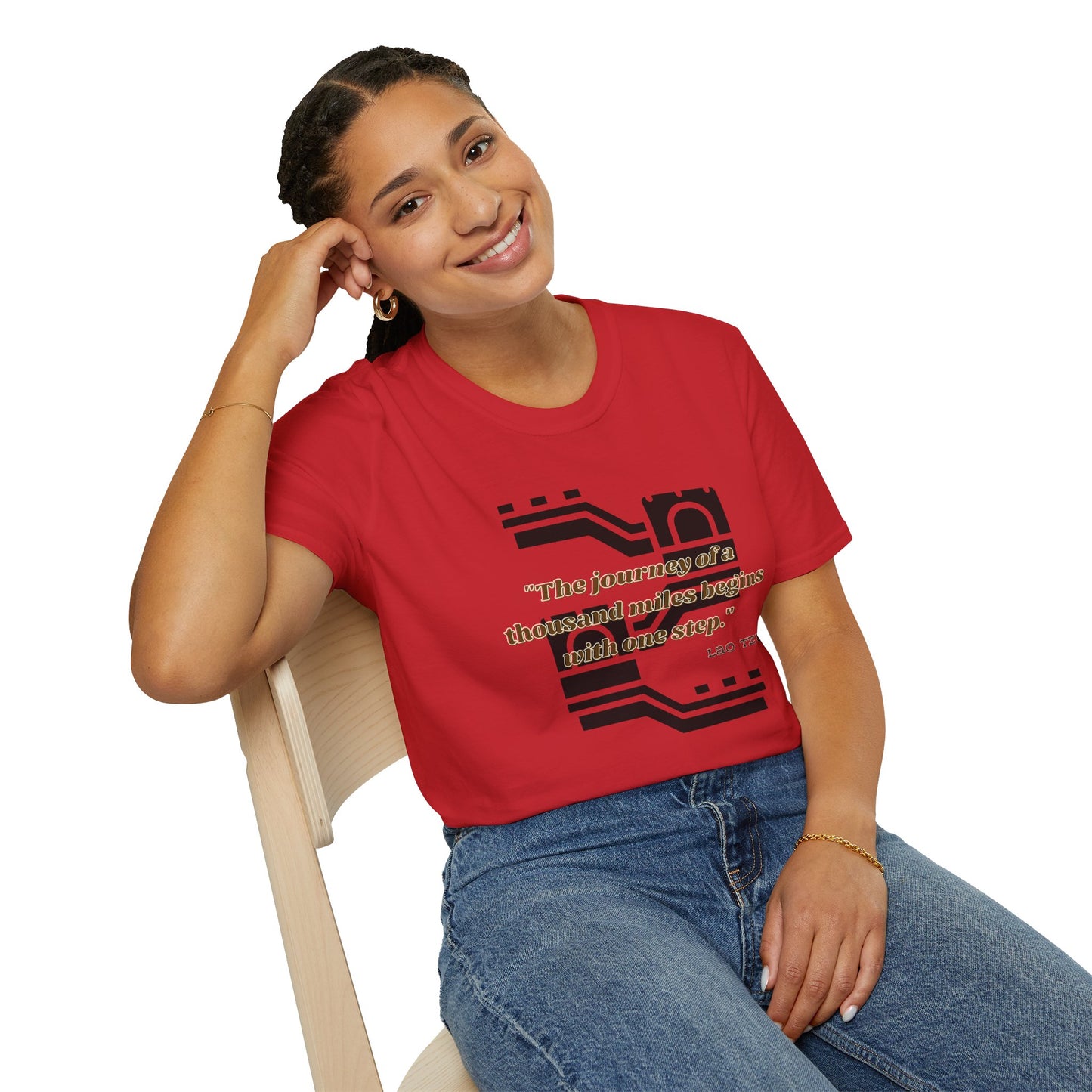 The Journey of a Thousand Miles Begins with One Step Unisex Softstyle T-Shirt Direction Quote Shirt Comfortable Daily Shirt Gift T-shirt