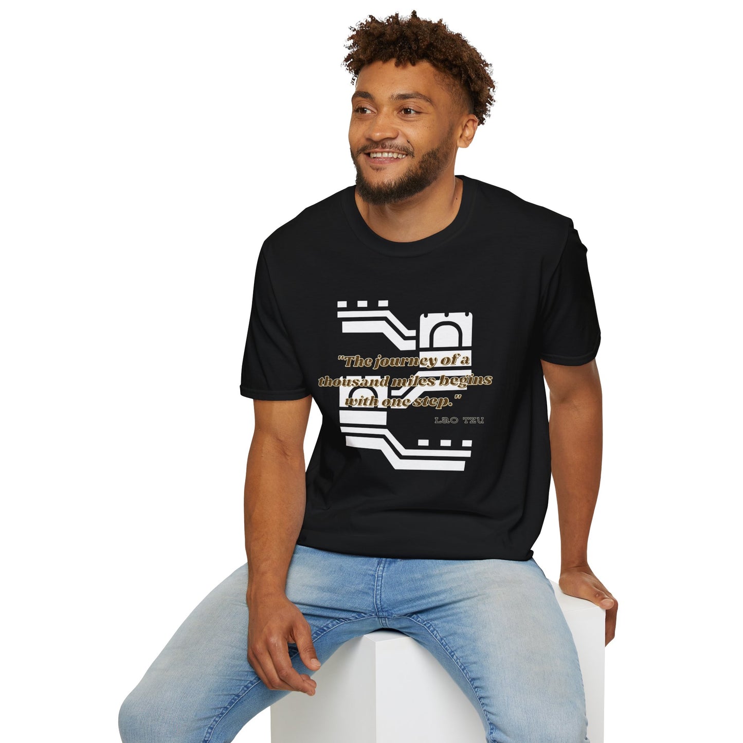 The Journey of a Thousand Miles Begins with One Step Unisex Softstyle T-Shirt Direction Quote Shirt Comfortable Daily Shirt Gift T-shirt