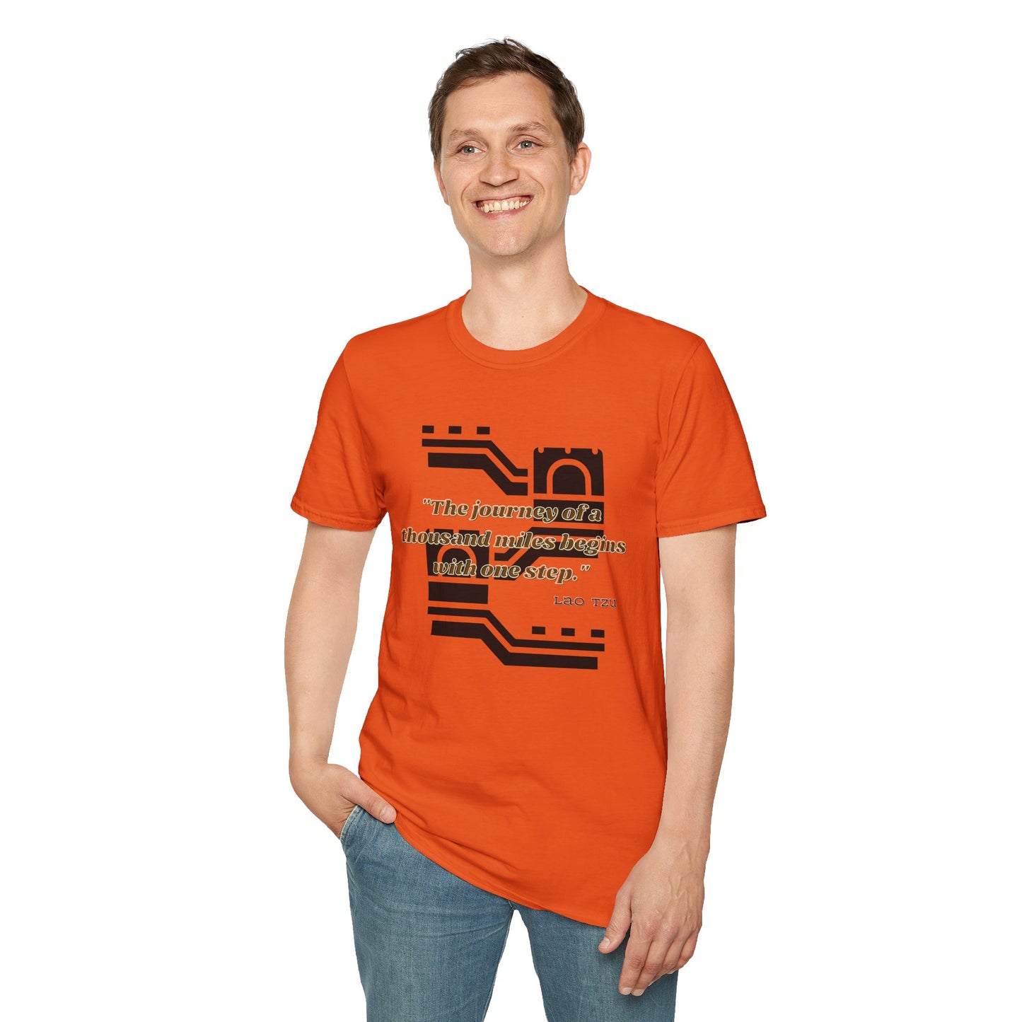 The Journey of a Thousand Miles Begins with One Step Unisex Softstyle T-Shirt Direction Quote Shirt Comfortable Daily Shirt Gift T-shirt