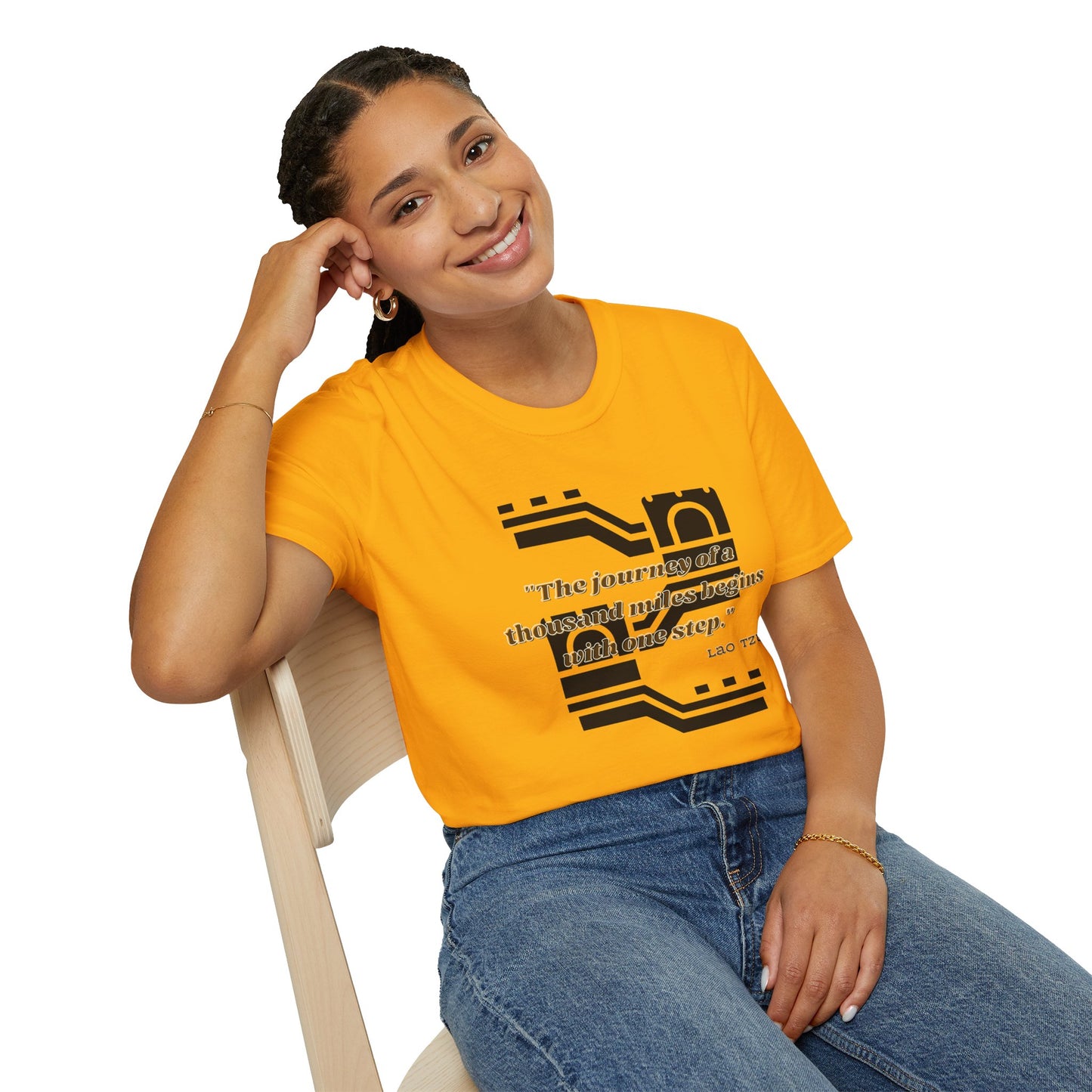 The Journey of a Thousand Miles Begins with One Step Unisex Softstyle T-Shirt Direction Quote Shirt Comfortable Daily Shirt Gift T-shirt