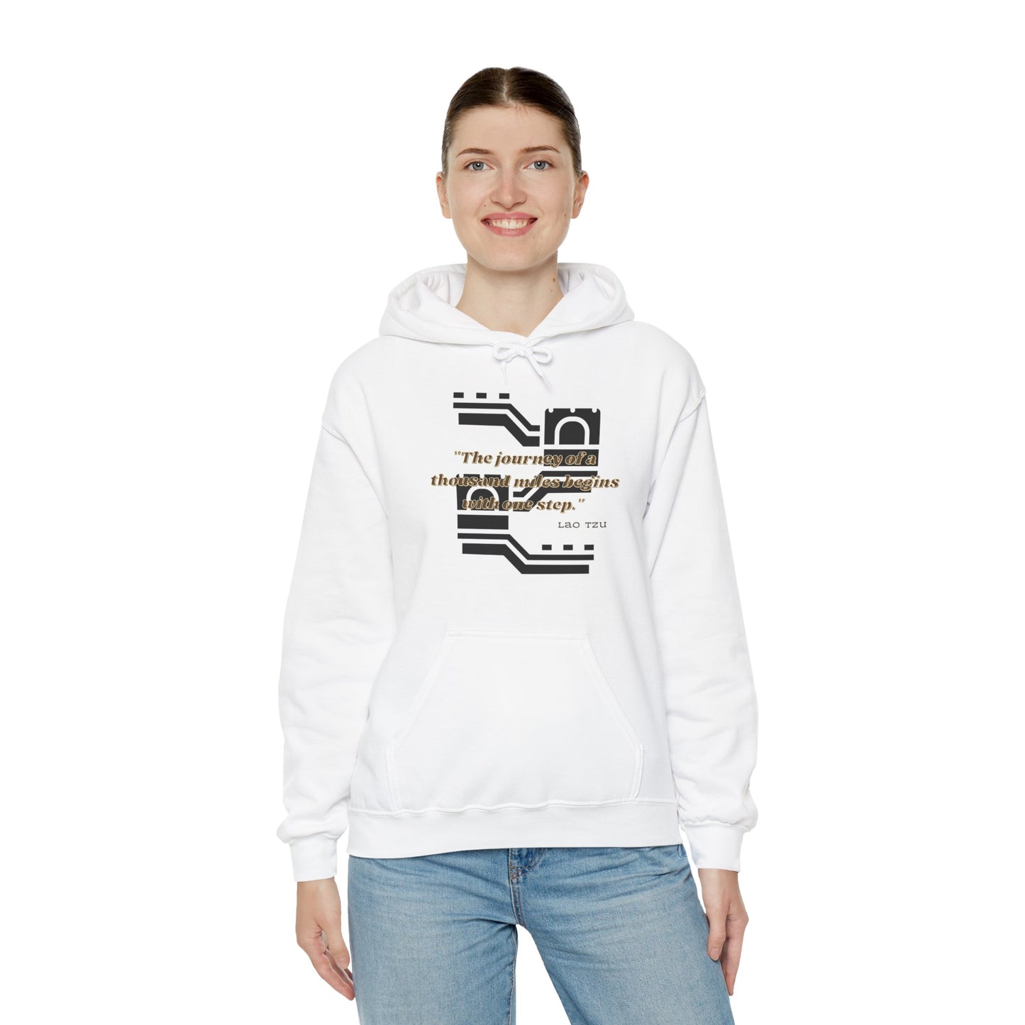 The Journey of a Thousand Miles Begins with One Step Unisex Hooded Sweatshirt Success Journey Hoodie Perfect Gift Hoodie Everyday Comfy