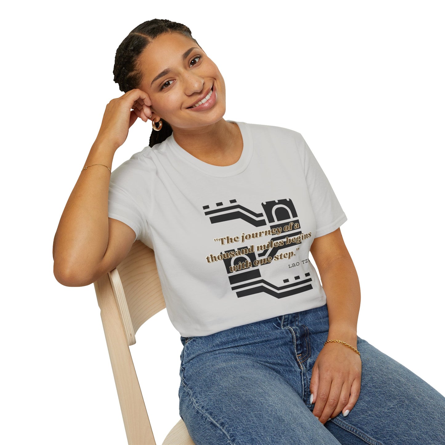 The Journey of a Thousand Miles Begins with One Step Unisex Softstyle T-Shirt Direction Quote Shirt Comfortable Daily Shirt Gift T-shirt