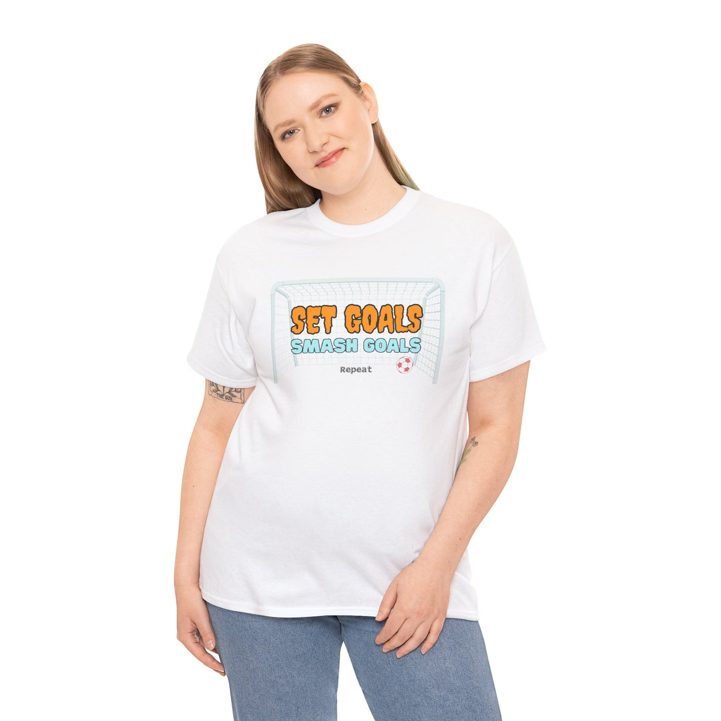 Set Goal, Smash Goal, Repeat Unisex Cotton Tee, Goal Shirt, Trendy Shirt, Positive Mindset Shirt, Perfect Gift Shirt, T-shirt With Quote
