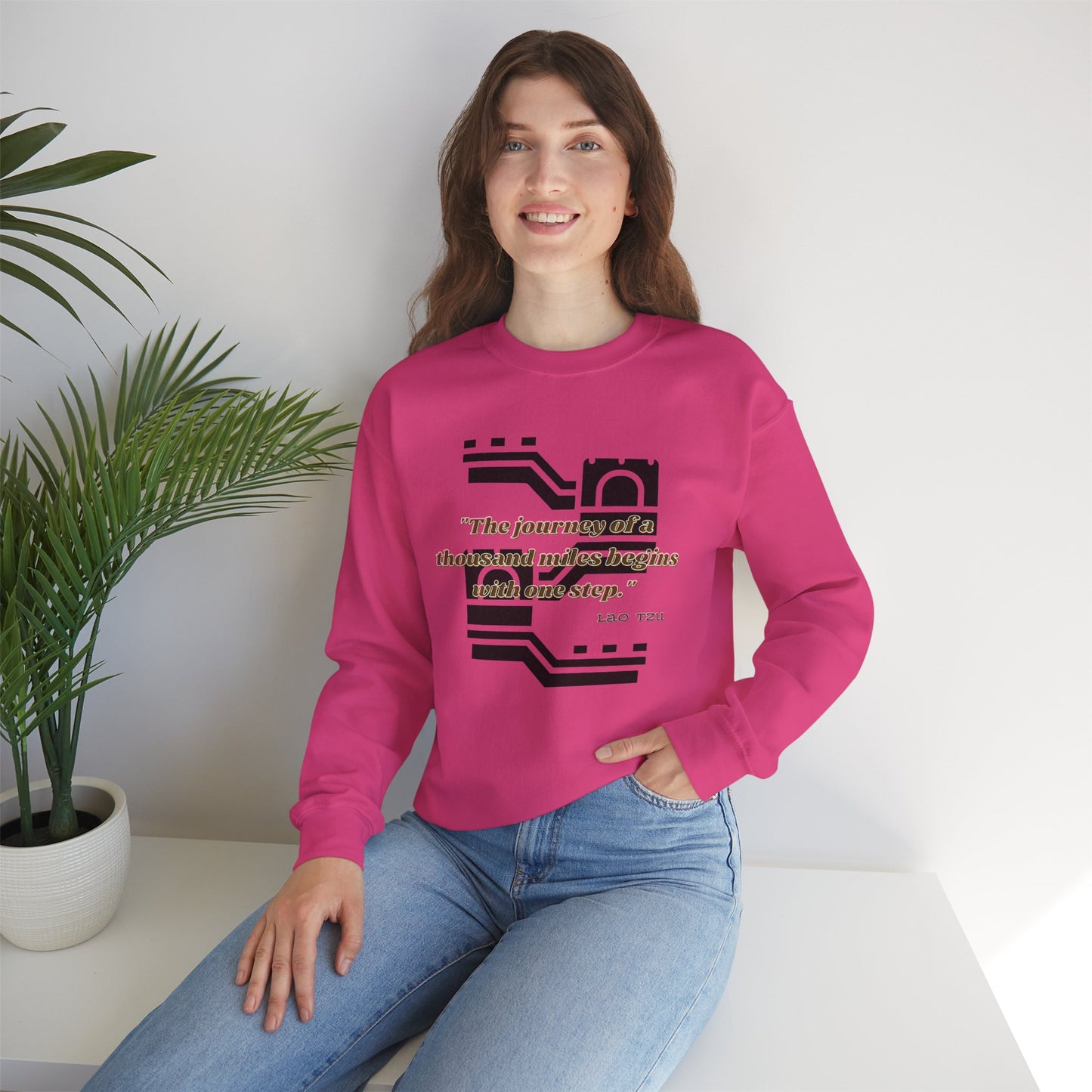 The Journey of a Thousand Miles Begins with One Step Unisex Sweatshirt Journey Sweatshirt Right Direction Sweatshirt Success Gift Sweatshirt