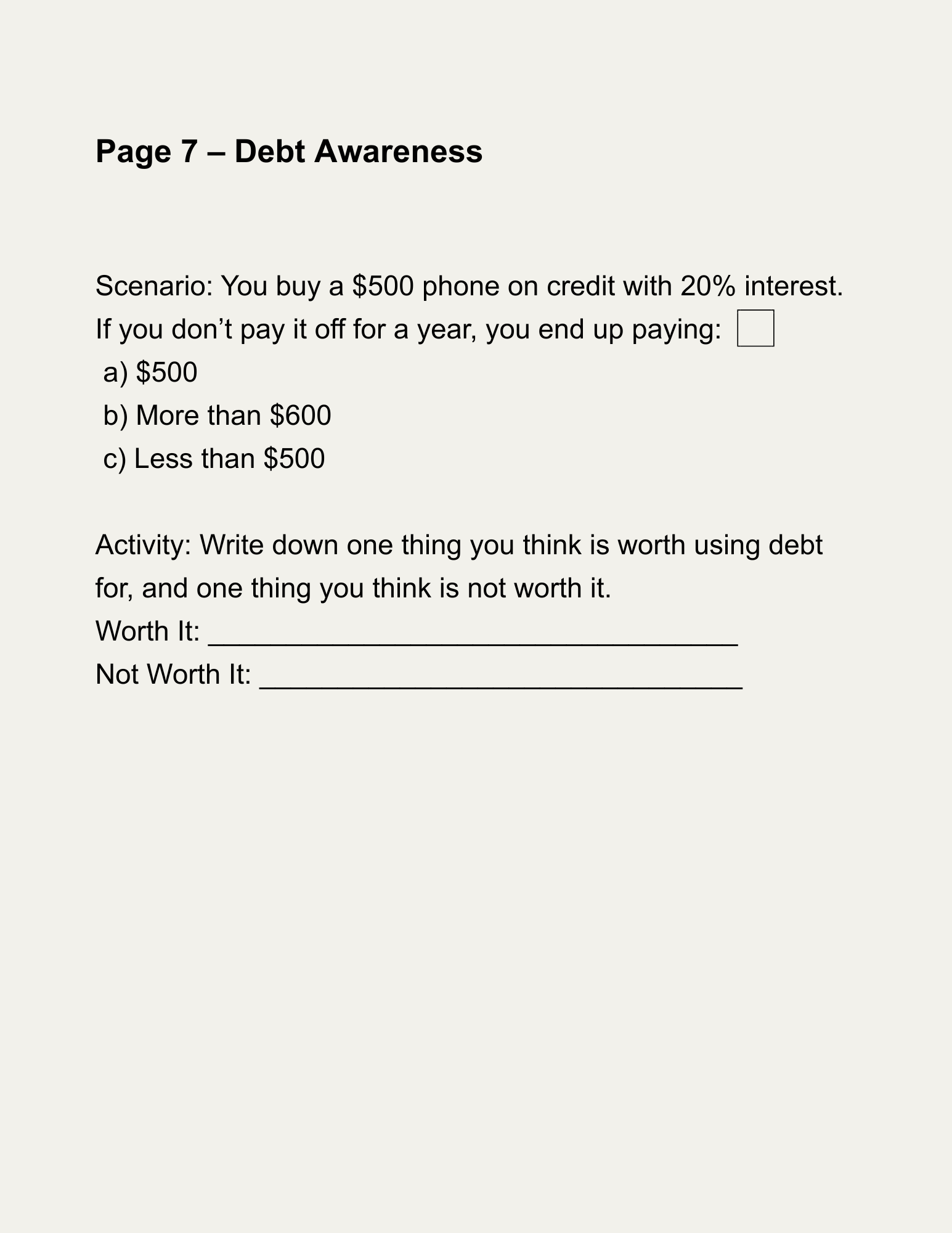 Wealth Growers Workbook (Ages 11–17)