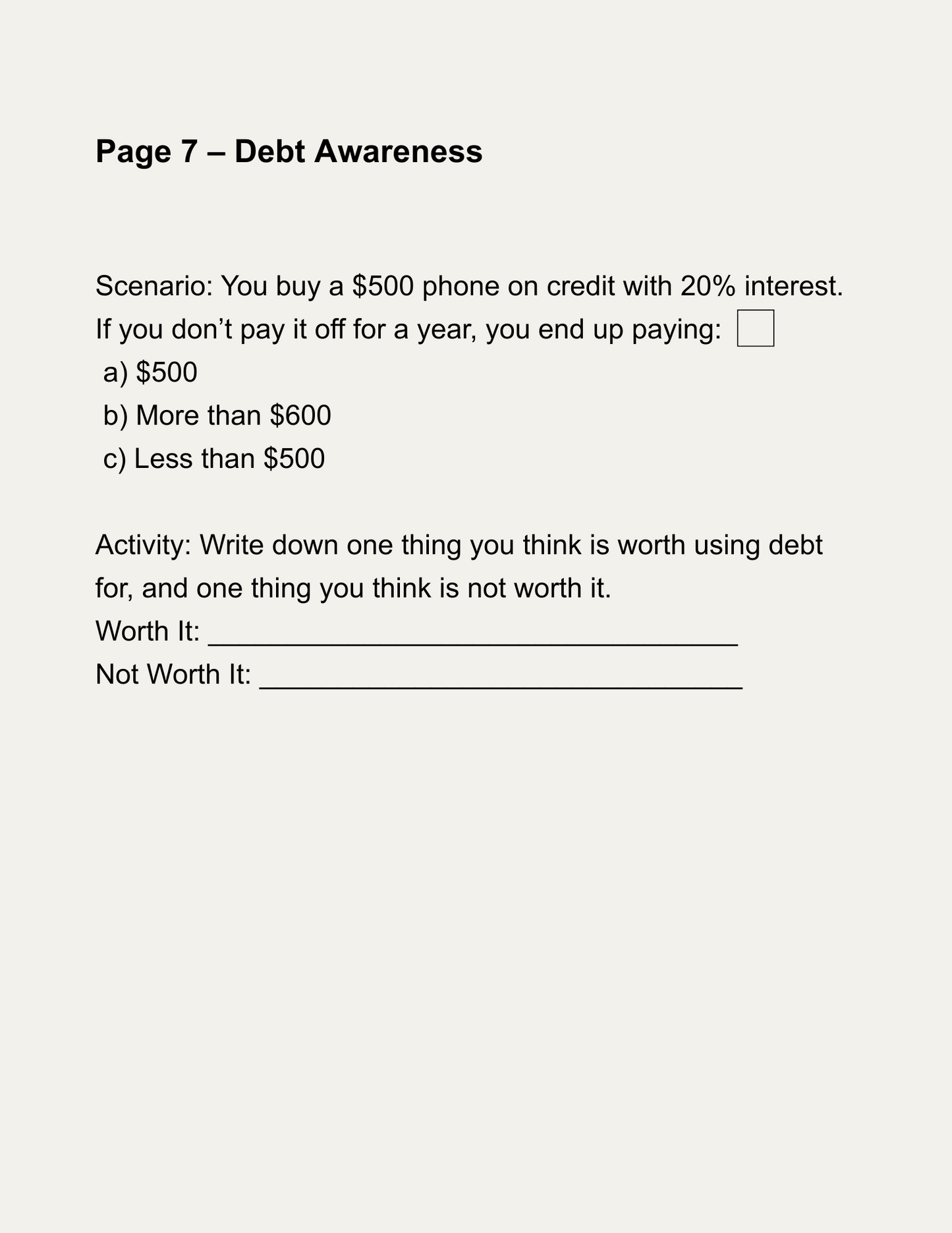 Wealth Growers Workbook (Ages 11–17)