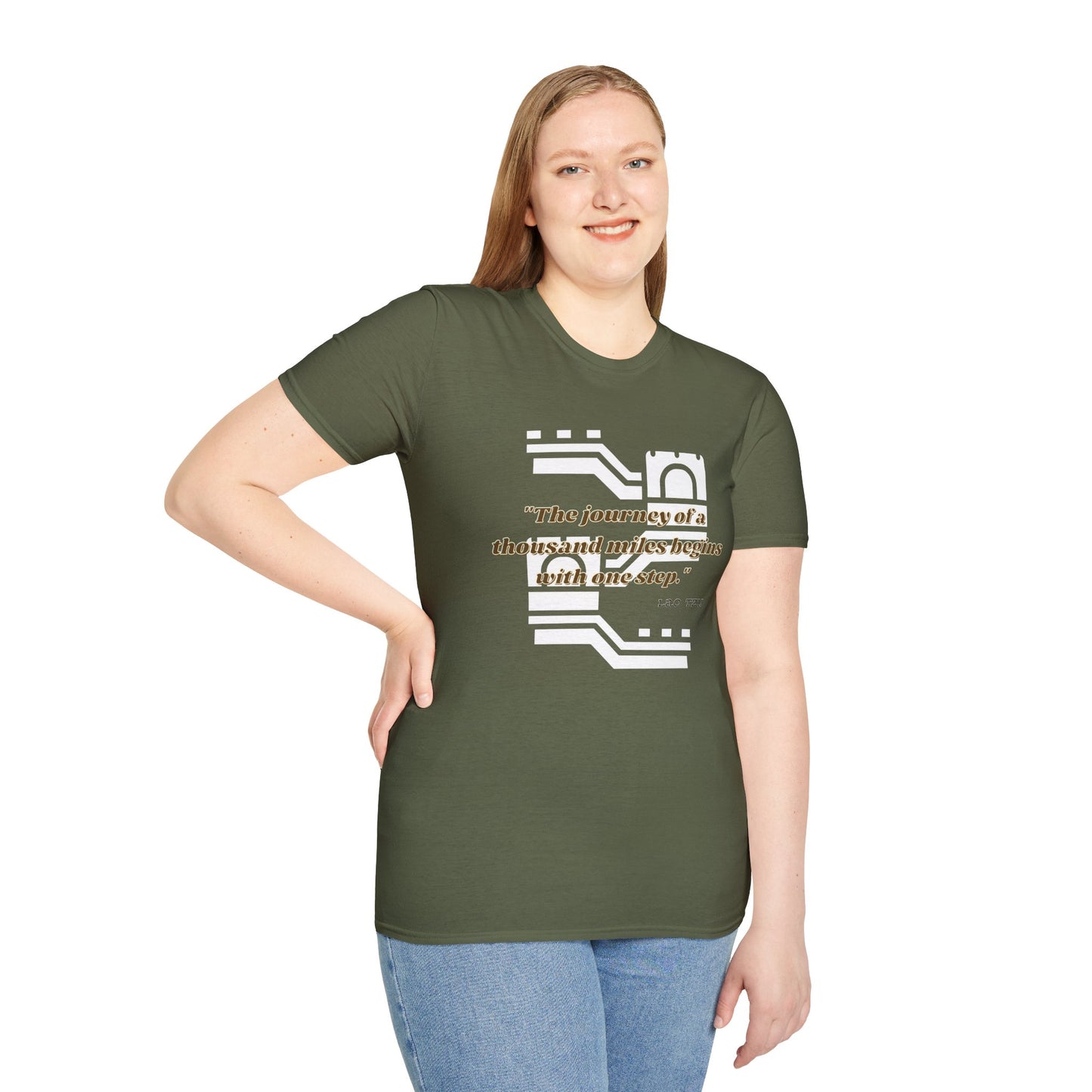 The Journey of a Thousand Miles Begins with One Step Unisex Softstyle T-Shirt Direction Quote Shirt Comfortable Daily Shirt Gift T-shirt