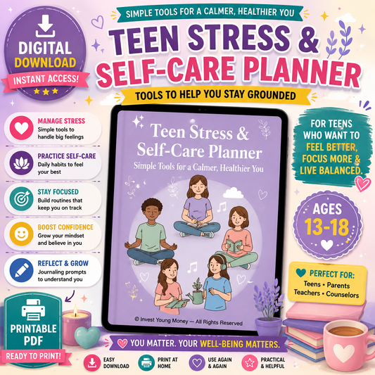 Teen Stress & Self-Care Planner | High School Wellness Workbook