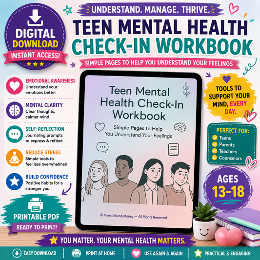 Teen Mental Health Check-In Workbook | Mood Tracker & Self-Care Planner
