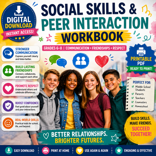 Social Skills & Peer Interaction Workbook (Printable Digital PDF)