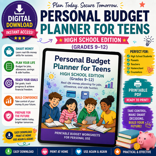 Personal Budget Planner for Teens | High School Money Management