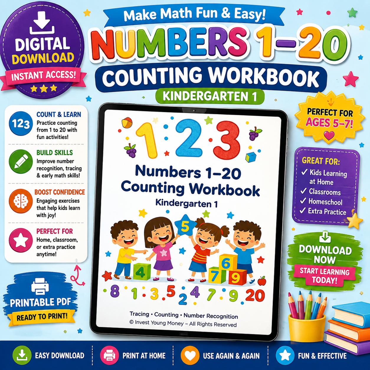 Numbers Counting Workbook | Preschool & Kindergarten Math