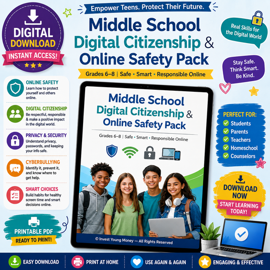 Middle School Digital Citizenship & Online Safety Pack | Printable PDF
