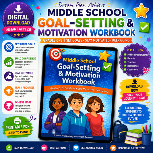 Middle School Goal-Setting & Motivation Workbook (Printable Digital PDF)