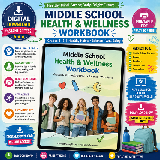 Middle School Health & Wellness Workbook (Printable Digital PDF)
