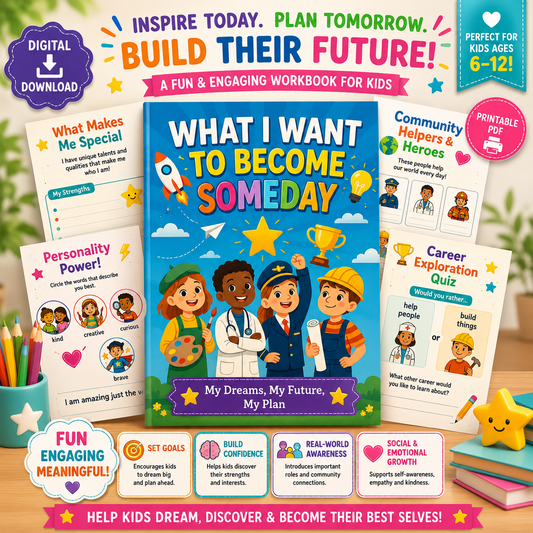 Career Exploration Workbook for Kids Printable PDF | What I Want to Be Someday | Future Career Activities | Goal Setting Journal