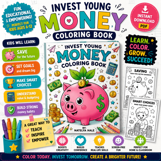 Financial Literacy Coloring Book for Kids | 20 Money Topics | Printable PDF | Elementary Money Management Activities