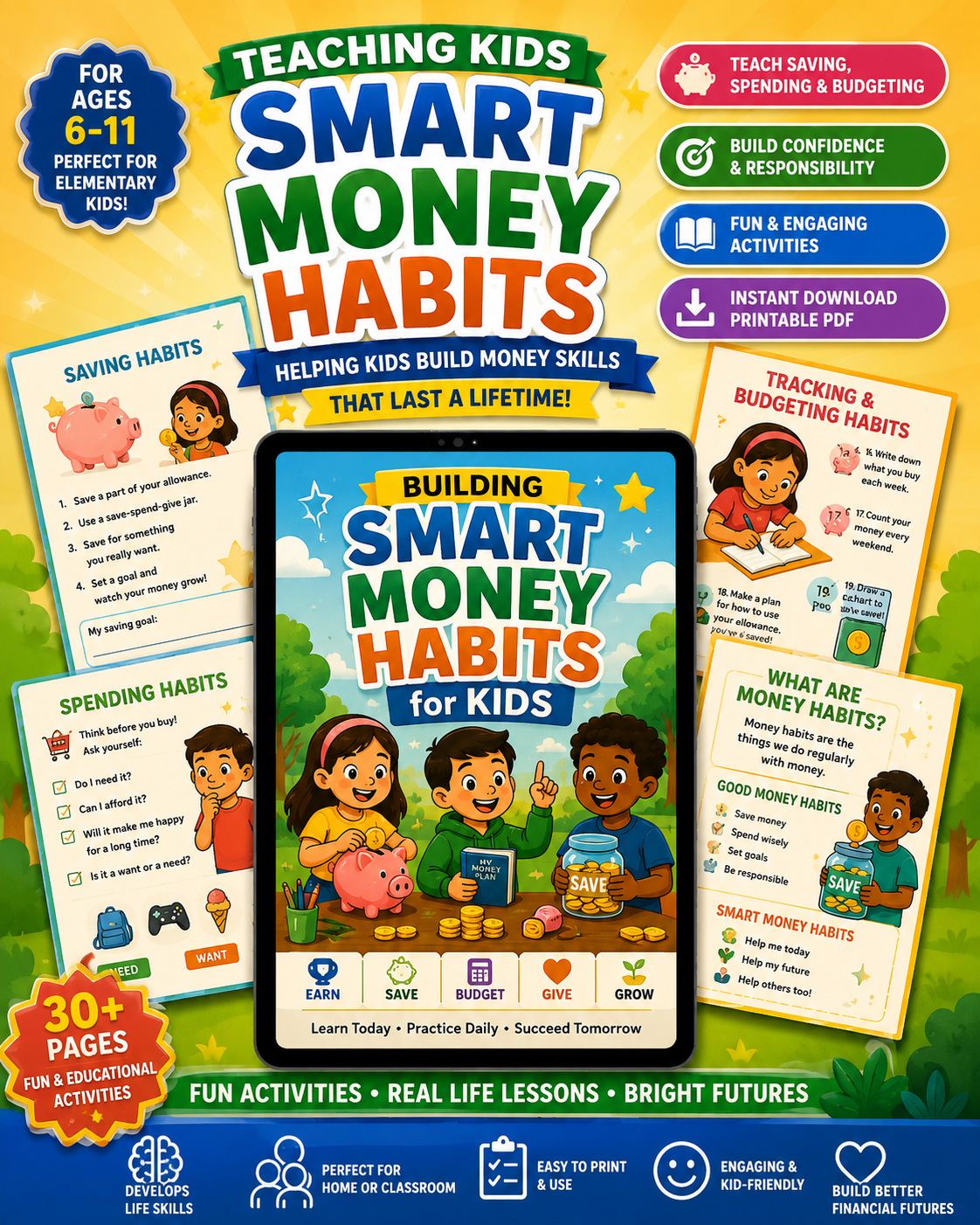 Financial Literacy for Kids Workbook | Building Smart Money Habits | Printable PDF Activities | Elementary Money Management Lessons