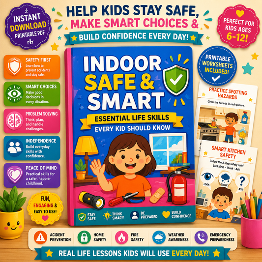 Indoor Safe & Smart Elementary Life Skills Workbook | Indoor Safety and Emergency Preparedness | Printable PDF