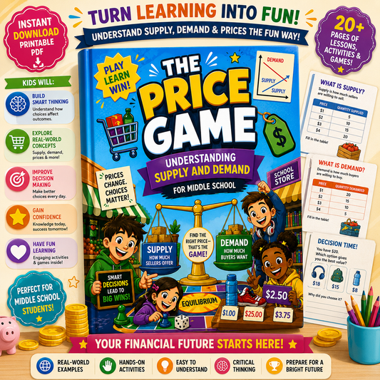 The Price Game for Middle Schoolers | Supply and Demand Workbook for Kids | Financial Literacy & Economics Activities | Printable PDF