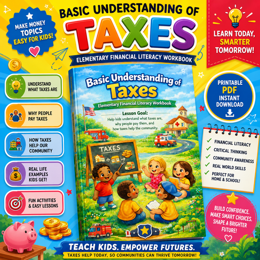 Basic Understanding of Taxes for Kids Workbook | Elementary Financial Literacy | Taxes Made Simple | Printable PDF
