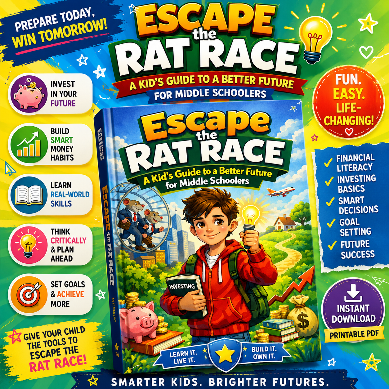 Escape the Rat Race Workbook for Middle Schoolers | Financial Literacy for Teens | Money Management & Wealth Mindset Printable