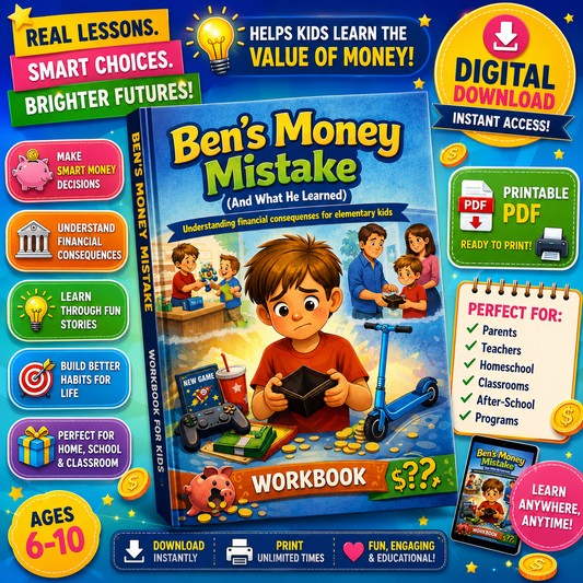Ben’s Money Mistakes Story Book for Kids | Financial Literacy Story | Smart Money Lessons | Elementary Printable