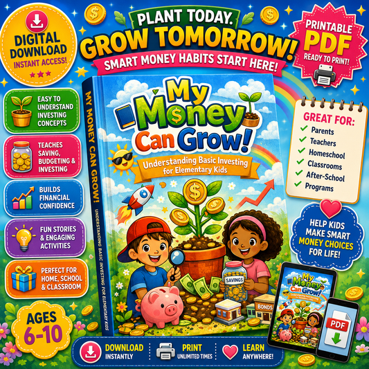 My Money Can Grow! Elementary Workbook | Financial Literacy for Kids | Saving & Investing Basics | Money Skills Printable