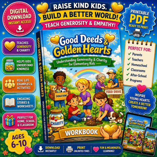 Good Deeds and Golden Heart Workbook for Kids | Kindness & Character Building Activities | Social Emotional Learning Printable
