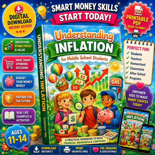 Understanding Inflation Middle School Workbook | Financial Literacy for Kids | Money Management Activity Book | Economics for Middle School Printable