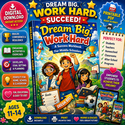 Dream Big Work Hard | Middle School Success & Goal Setting Workbook