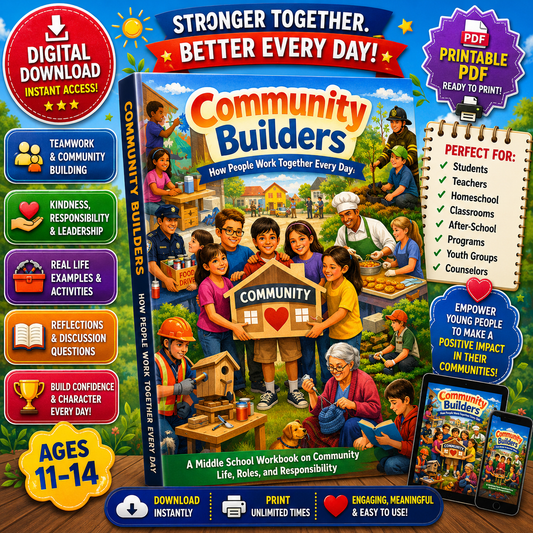 Community Builders Workbook | Middle School Social Studies & Life Skills
