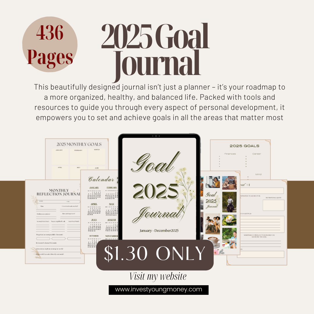 2025 Goal Journal Digital Goal Journal Printable Goal Journal Mindful Journal Self Care Daily Journal Daily Tracker Organized Daily Planner