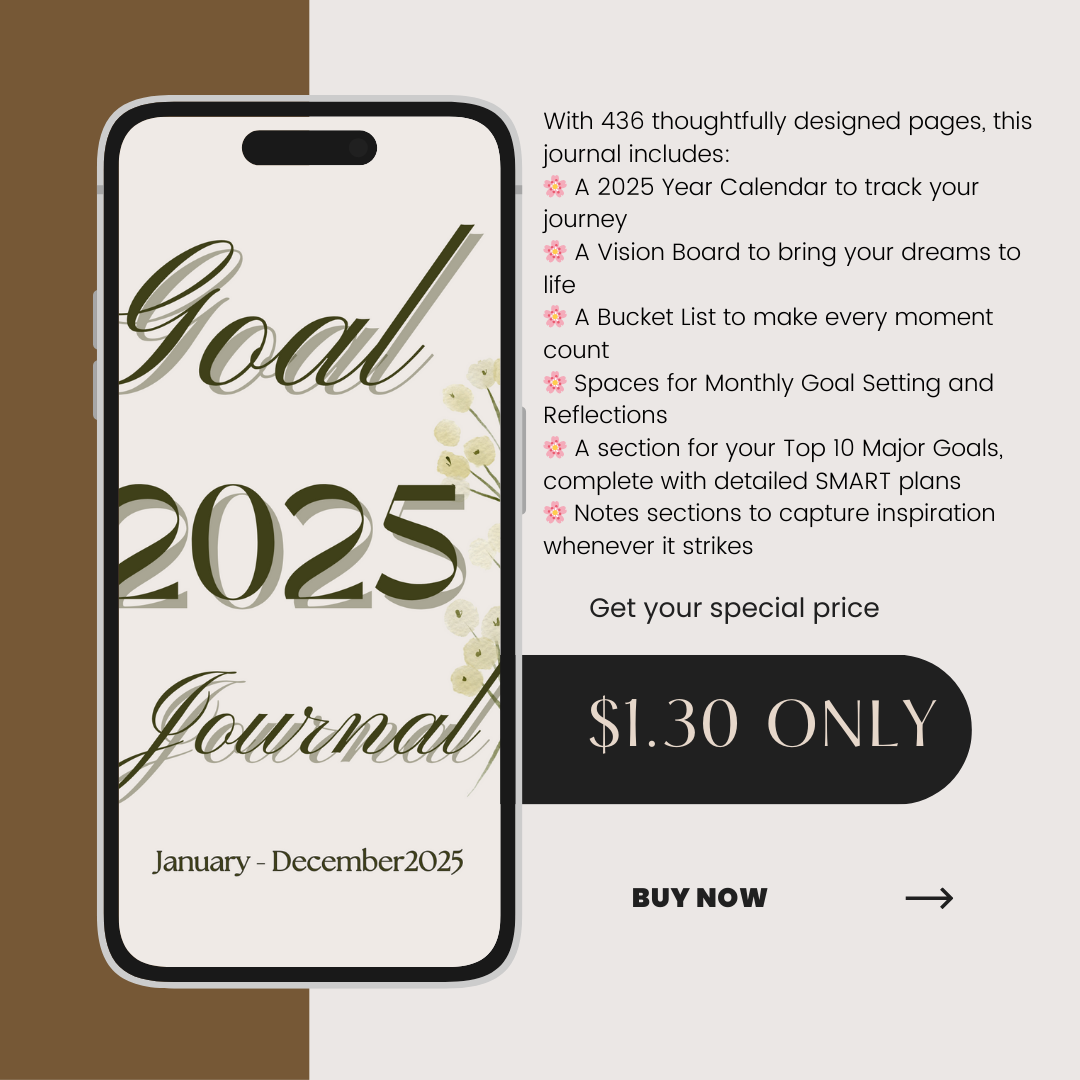 2025 Goal Journal Digital Goal Journal Printable Goal Journal Mindful Journal Self Care Daily Journal Daily Tracker Organized Daily Planner