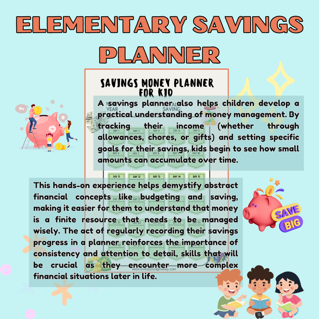 Elementary Savings Planner Kids Savings Tracker Kids Saving Goal Savings Plan for Kids Savings Challenge Saving Chat for Kids Money Tracker