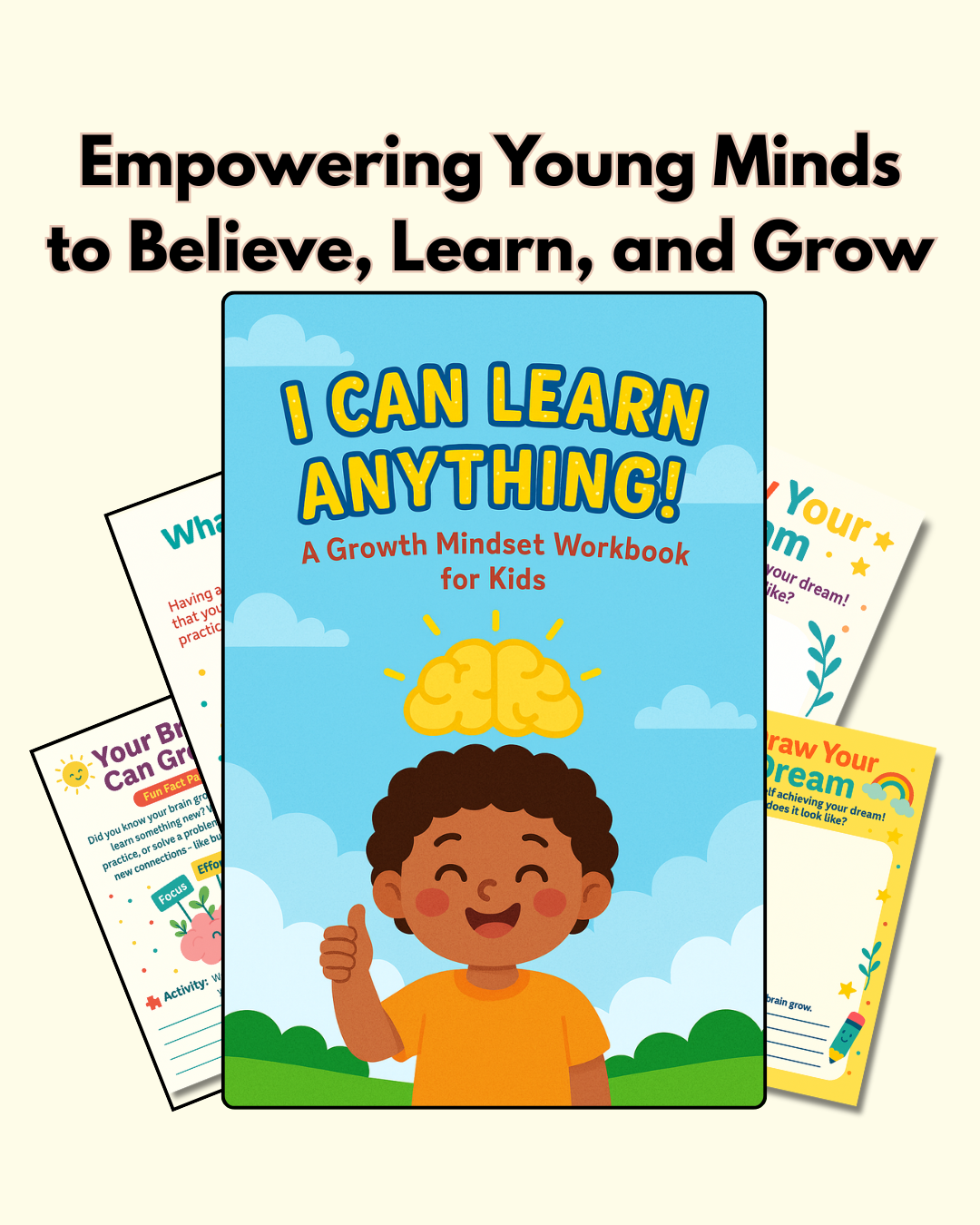 Growth Mindset for Kids | I Can Learn Anything Workbook | Printable Self-Confidence & Positive Thinking Activity | Digital Download