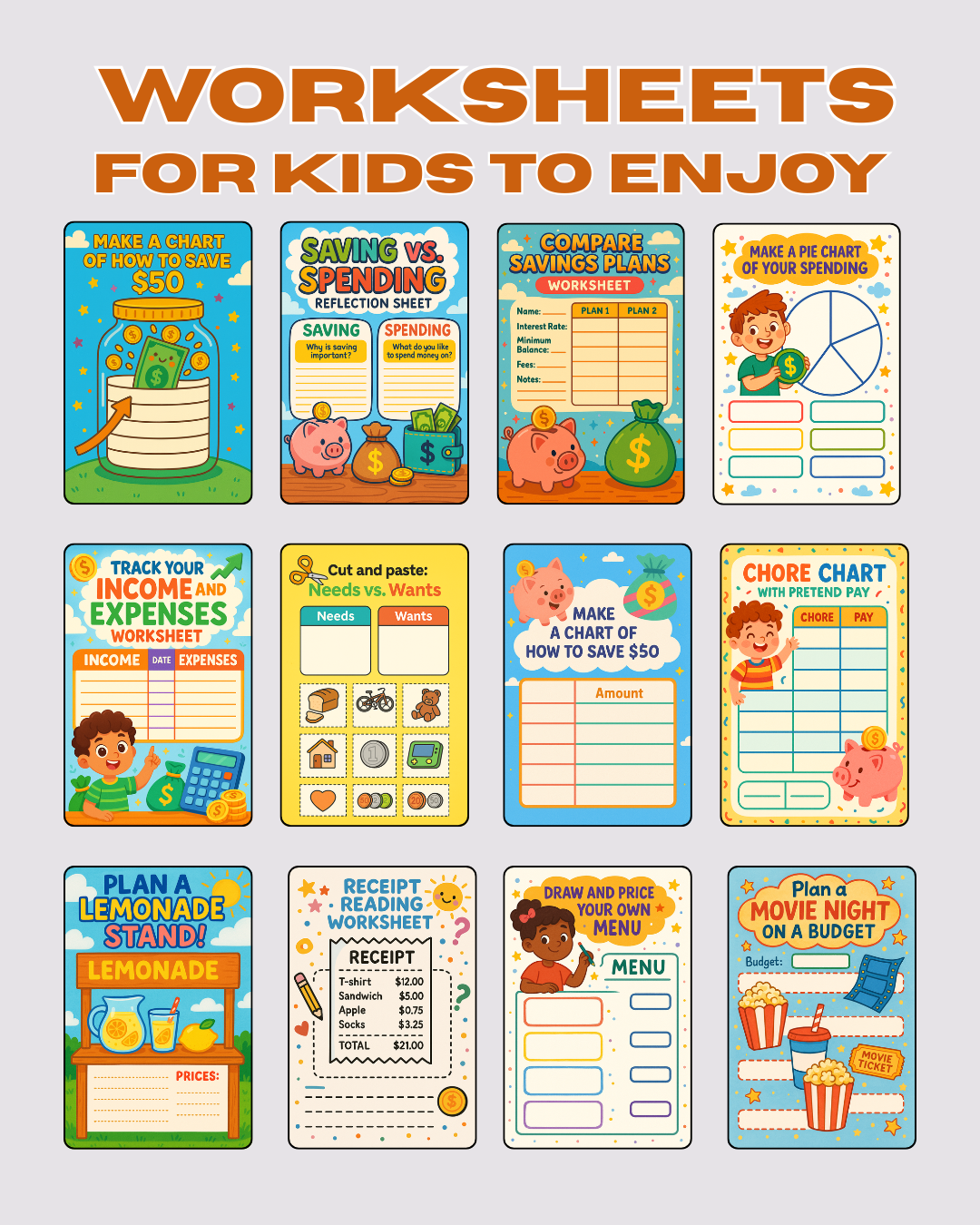 Money Worksheets for Kids | Learn to Save, Spend, and Budget | Financial Literacy Printable for Kids PDF