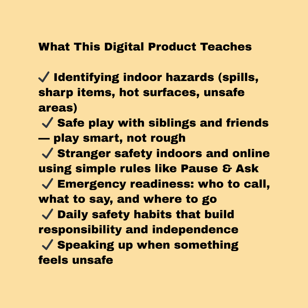 Indoor Safety & Smart – Essential Life Skills Every Kid Should Know Digital Printable | Kids Safety Workbook | Life Skills for Children | Instant Download