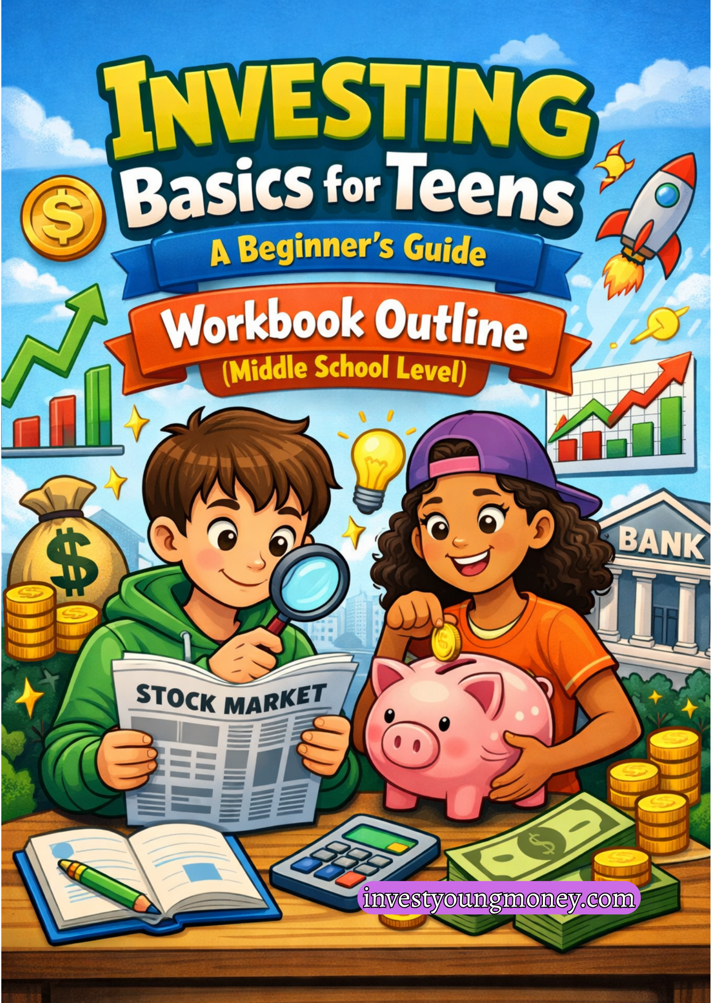 Investing Basics for Middle Schoolers | Investment Book For Middle Schooler | Teen Financial Literacy Workbook | Beginner Investing Lessons | Money Management Printable PDF