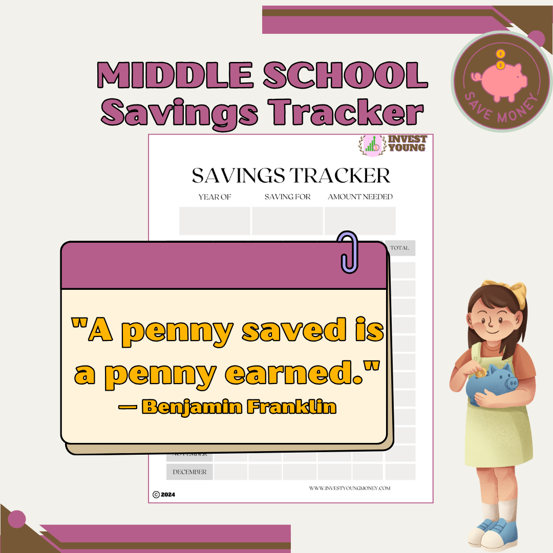 Middle School Savings Tracker - Digital Printable